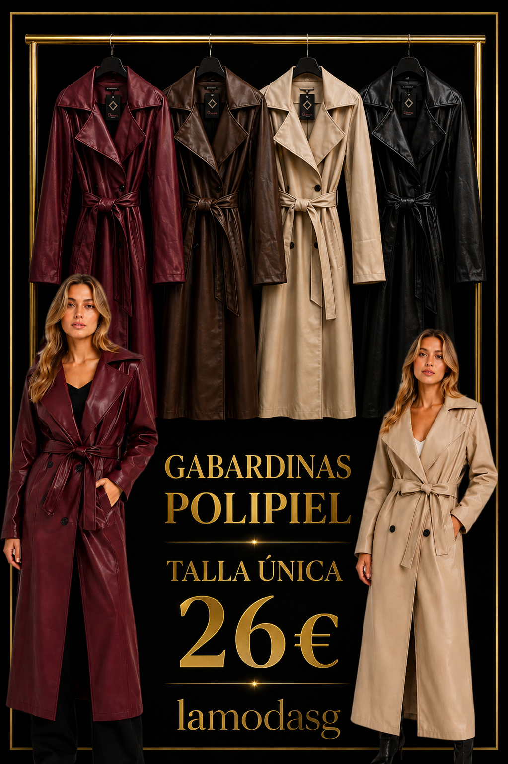 Gabardina cuero larga