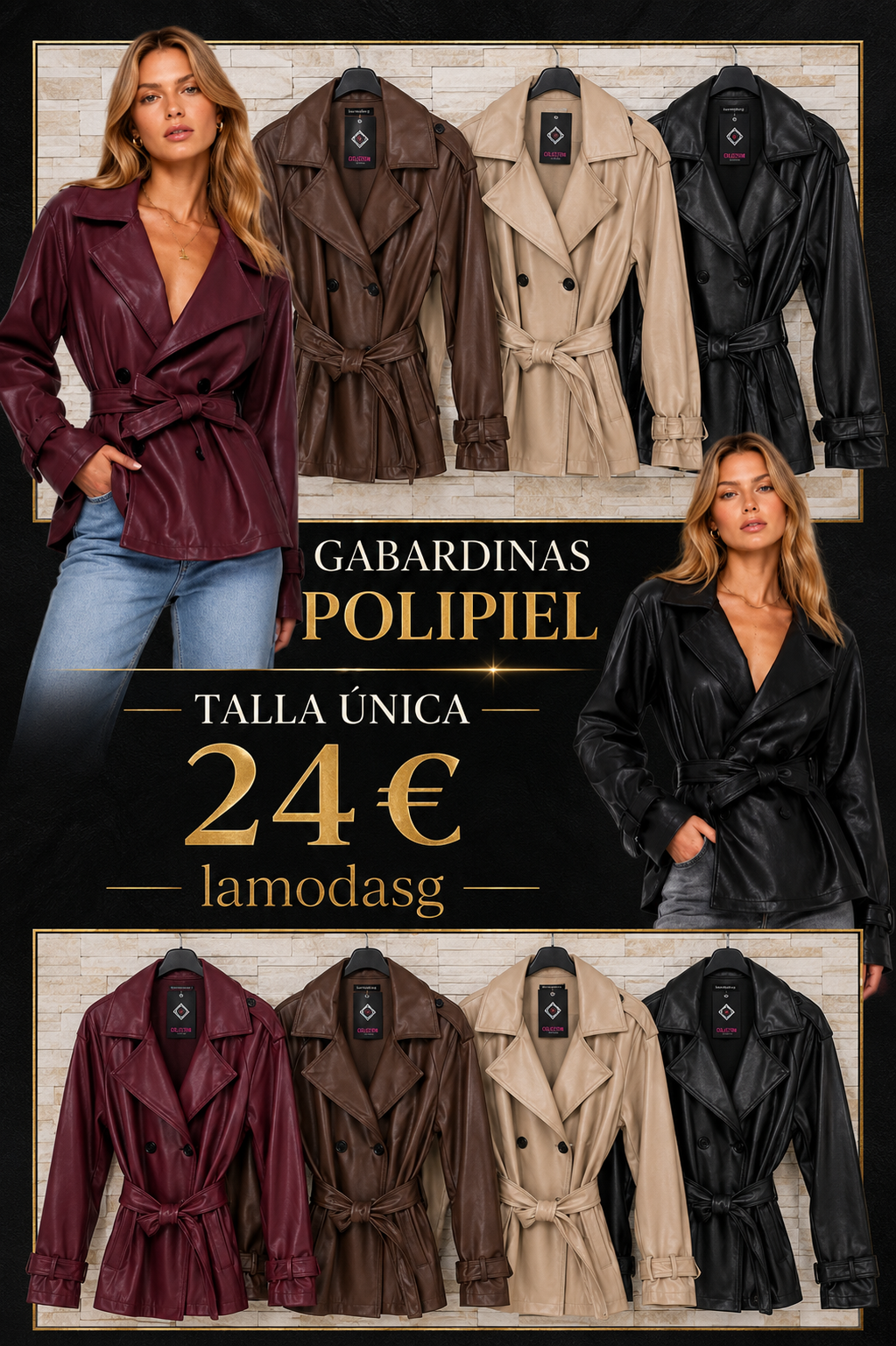 Gabardina cuero mediana