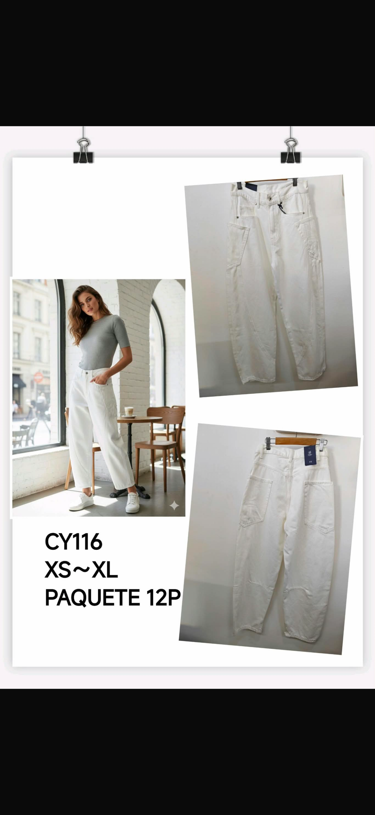 Pantalon cargo blanco